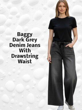 Baggy Dark Grey Denim Jeans — XL